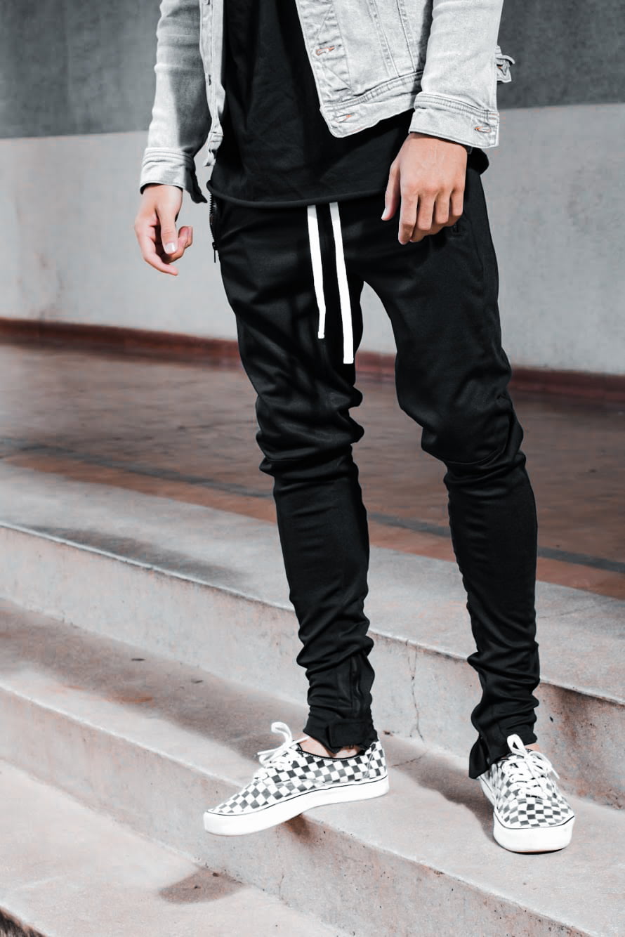 all black track pants